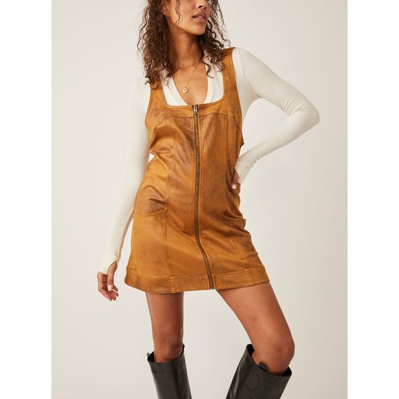 Free People Dresses & Skirts - FREE PEOPLE Western Wind Mini Shift Dress / Camel